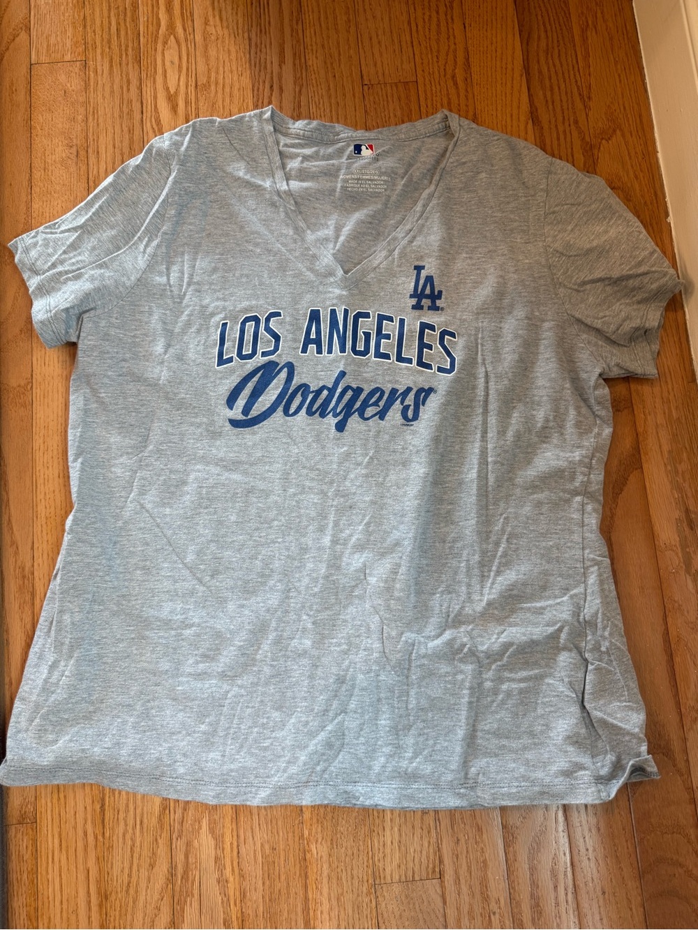 Los Angeles Dodgers MLB xxl v neck Baseball Majestic Gray T-Shirt Women's